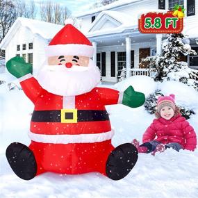 img 2 attached to 🎅 TOLOCO 5 Feet Inflatable Santa Claus for Christmas, Outdoor Yard Decorations, LED Lights Built-in, Blow up Christmas Decorations