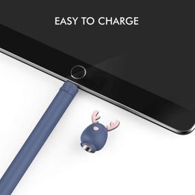img 1 attached to 🦌 AhaStyle Cute Cartoon Blue Deer Silicone Sleeve Cover for Apple Pencil 1st Gen - Compatible Accessories for Apple Pencil 1st Generation
