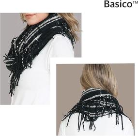 img 1 attached to 🧣 Теплый вязаный клетчатый петельный бесконечный шарф: BASICO зимние бесконечные шарфы для женщин