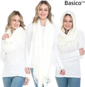 img 2 attached to 🧣 Теплый вязаный клетчатый петельный бесконечный шарф: BASICO зимние бесконечные шарфы для женщин