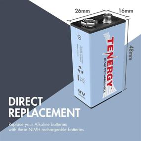 img 1 attached to 🔋 Tenergy Rechargeable 9V NiMH Batteries (4 Pack) - High Capacity 250mAh for Smoke Detector/Alarms, TENS Unit, Metal Detector, and More