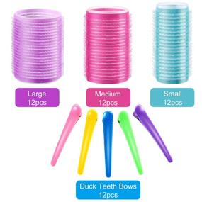 img 2 attached to Effortless Curling: Self-Grip Hair Rollers Set with Multicolor Plastic Duck Teeth Bows Hair Clips - Ideal for Women, Men, and Kids (48 Pieces)