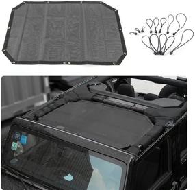 img 4 attached to 🚙 2007-2017 Jeep Wrangler JK или JKU - Чёрный прочный солнцезащитный верхний чехол из сетки на 2 двери, с защитой от ультрафиолета - RT-TCZ