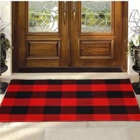 img 4 attached to Buffalo Plaid Rug Checkered Outdoor Home Decor