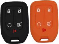 btopars 2pcs silicone 5 buttons smart key fob remote case cover skin jacket compatible with gmc acadia terrain sierra chevrolet silverado hyq1aa 13584502 black orange logo