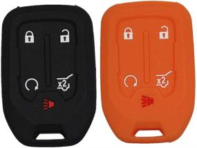 img 4 attached to Btopars 2Pcs Silicone 5 Buttons Smart Key Fob Remote Case Cover Skin Jacket Compatible With GMC Acadia Terrain Sierra Chevrolet Silverado HYQ1AA 13584502 Black Orange