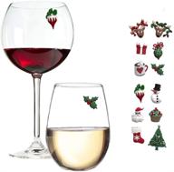 🎅 christmas magnetic wine glass charms & cocktail markers set of 12 - perfect christmas hostess gift or stocking stuffer logo