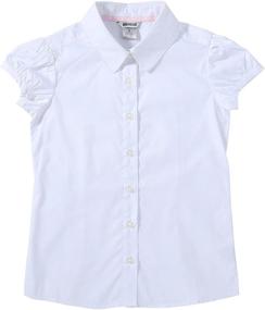 img 2 attached to Bienzoe Big Girl's School Uniforms: Oxford Short Puff Sleeve Blouse - Classic & Comfortable Choice for School Attire