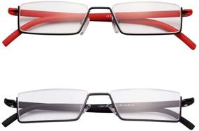 img 1 attached to 👓 KoKoBin Ultralight TR90 Frame Reading Glasses for Men and Women with Semi-Metal Spectacle Frame, Semi-Frame Vision Aid, and Black + Red Spectacle Case - 3.00 Strength