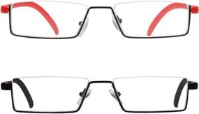 img 2 attached to 👓 KoKoBin Ultralight TR90 Frame Reading Glasses for Men and Women with Semi-Metal Spectacle Frame, Semi-Frame Vision Aid, and Black + Red Spectacle Case - 3.00 Strength