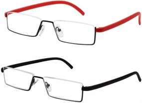 img 3 attached to 👓 KoKoBin Ultralight TR90 Frame Reading Glasses for Men and Women with Semi-Metal Spectacle Frame, Semi-Frame Vision Aid, and Black + Red Spectacle Case - 3.00 Strength