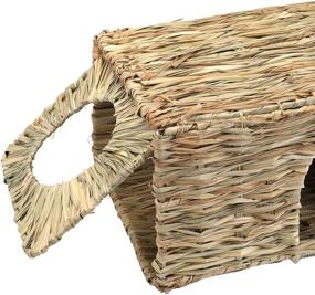 img 3 attached to 🐰 WUWEOT 2 Pack XXL Grass House for Bunny, 14"x11"x10" Foldable Woven Animal Hut, Play Hideaway Bed Hay Mat Chew Toy for Rabbit, Guinea Pigs, Gerbils, Hamster and Small Animals