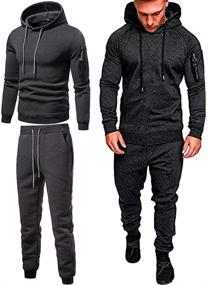 img 4 attached to 👕 Sweatsuits Tracksuit Hoodies Jogging Black 2XL Men's Clothing - Stay Active in Style