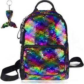 img 4 attached to 🌈 Lightweight Reversible Rainbow Satchel Backpack