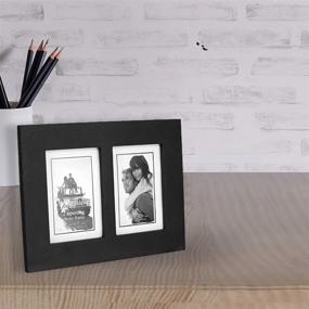 img 1 attached to Black Malden Double 2x3 Picture Frame - Wide Genuine Wood Molding, Genuine Glass