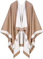 wiwi color block cardigan sweater: women's warm and cozy shawl wrap, open front ruana poncho cape logo