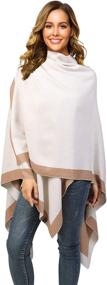 img 1 attached to WiWi Color Block Cardigan Sweater: Women's Warm and Cozy Shawl Wrap, Open Front Ruana Poncho Cape