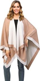 img 2 attached to WiWi Color Block Cardigan Sweater: Women's Warm and Cozy Shawl Wrap, Open Front Ruana Poncho Cape