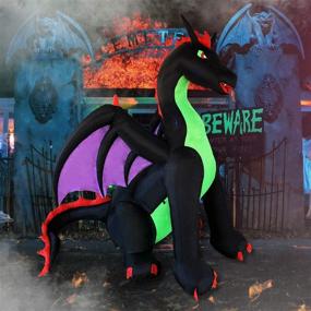 img 3 attached to 9 FT Animated Fire & Ice Dragon with Wings by SEASONBLOW - Inflatable Halloween Decoration for Indoor Outdoor Home Party Lawn Garden Yard