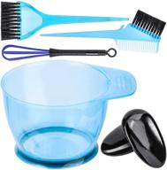 💇 premium hair coloring kit - 5 pcs professional dyeing set for salon & home use - brush, comb, tinting bowl, ear caps, dye mixer (blue) logo