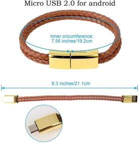 img 2 attached to Double Braided USB Charging Bracelet Wristband for 🔌 Android - Fast, Portable & Stylish Brown Leather Charger