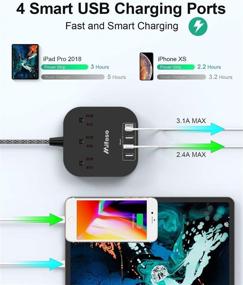 img 3 attached to 🔌 ETL Listed Power Strip with USB C, 3 Outlet and 4 USB Ports, 4.5A Flat Plug Charging Station – Ideal for Office, Home, or Travel on Cruise Ship, with Heavy-Duty 5ft Braided Extension Cord