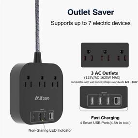 img 1 attached to 🔌 ETL Listed Power Strip with USB C, 3 Outlet and 4 USB Ports, 4.5A Flat Plug Charging Station – Ideal for Office, Home, or Travel on Cruise Ship, with Heavy-Duty 5ft Braided Extension Cord