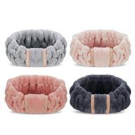 4 pack denfany spa headbands for women - microfiber hairlace facial hair bands for makeup, face washing, yoga, showers - elastic head wraps - ideal girls gifts (black, gray, pink, light pink) logo