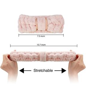 img 3 attached to 4 Пакета Денафни Спа Банданы для женщин - микроволоконные повязки для волос и лица для макияжа, умывания лица, йоги, душа - эластичные обертывания головы - идеальные подарки для девочек (черный, серый, розовый, светло-розовый)