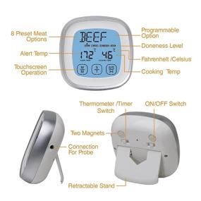 img 1 attached to 🥩 Accurate Digital Meat Thermometer with Stainless Steel Probe and Timer - Ideal for Oven, Grill, and Kitchen