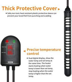 img 3 attached to 🐠 U-picks Submersible Aquarium Heater: 100W/300W/500W with Intelligent External LED Digital Temperature Controller – Ideal for Fish Tanks, Turtle and Betta Tanks (5-130 Gallon)