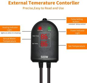 img 2 attached to 🐠 U-picks Submersible Aquarium Heater: 100W/300W/500W with Intelligent External LED Digital Temperature Controller – Ideal for Fish Tanks, Turtle and Betta Tanks (5-130 Gallon)