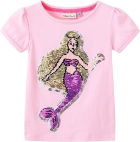 img 1 attached to 👚 Glitter Flip Sequin Girls' T-Shirt with Short/Long Sleeve, Fleece Jacket, and Leggings (Ages 3-14)