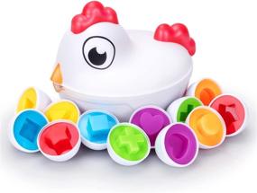 img 4 attached to 🥚 Fine Motor Egg Toy Shape Sorter - Chicken Toy with 6 Toy Eggs, Sensory Toys for Sorting and Matching Eggs & Egg Colors, Montessori Easter Eggs Gift for 2 Year Old 18 Months+, by Toypix