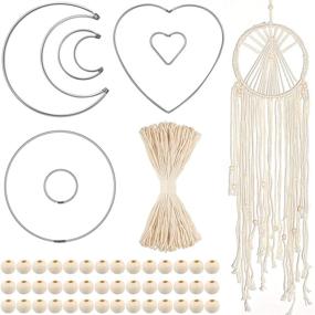 img 4 attached to 🌙 Ultimate DIY Dream Catcher Kit: 107-Piece Macrame Ring Macrame Cord Set with Heart Circle Moon Dreamcatcher Rings, 50 Yards of Macrame Rope, and 100 Wooden Beads