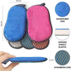 img 3 attached to 🧽 Ultimate Reusable Sponges for Dishes - 4 Pcs Microfiber Sponge Set - Kitchen & Dish Cleaning Essential