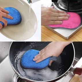 img 2 attached to 🧽 Ultimate Reusable Sponges for Dishes - 4 Pcs Microfiber Sponge Set - Kitchen & Dish Cleaning Essential