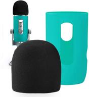 🎙️ youshares microphone windscreen foam - green pop filter windshield & protector for blue yeti, yeti pro condenser microphones logo