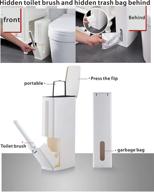 🗑️ compact and stylish white slim plastic trash can 1.3 gallon with toilet brush holder and press top lid - 5 liter garbage can for bathroom - gray by cq acrylic logo