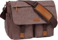 👜 vaschy vintage water resistant canvas satchel messenger bag for men, 14-17 inch laptop briefcase logo
