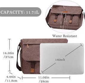 img 2 attached to 👜 VASCHY Vintage Water Resistant Canvas Satchel Messenger Bag for Men, 14-17 inch Laptop Briefcase