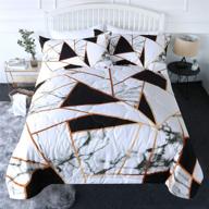 🖤 blessliving luxury marble geometric king size comforter set in black and white - 3 piece modern triangle bedding set with gold accents (king) logo