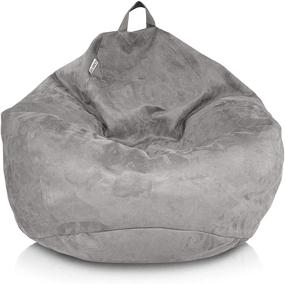 img 4 attached to 🪶 Delmach Bird's Nest Bean Bag Chair Cover - Adult Size, Microsuede, No Filler, Stuffed Animal Storage or Memory Foam, Double Stitched, Durable Zipper, Soft Premium