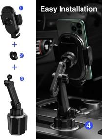 img 1 attached to 🔧 Upgraded Adjustable Car Cup Holder Phone Mount by SPARIN for iPhone 12/11/11 Pro, Samsung Galaxy S21/S20/S10/S9 Note 10/9/8, Google, GPS, and More - Black