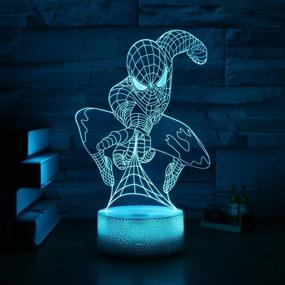 img 3 attached to 🦸 Superhero 3D LED Desk Table Lamp Night Light - RC Remote, 7 Color Change, Touch Art, Home Child Bedroom Sleeping Decor, Holiday