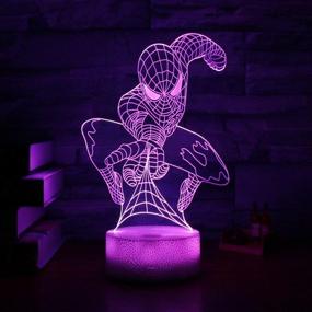 img 1 attached to 🦸 Superhero 3D LED Desk Table Lamp Night Light - RC Remote, 7 Color Change, Touch Art, Home Child Bedroom Sleeping Decor, Holiday