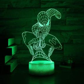 img 2 attached to 🦸 Superhero 3D LED Desk Table Lamp Night Light - RC Remote, 7 Color Change, Touch Art, Home Child Bedroom Sleeping Decor, Holiday