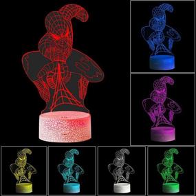 img 4 attached to 🦸 Superhero 3D LED Desk Table Lamp Night Light - RC Remote, 7 Color Change, Touch Art, Home Child Bedroom Sleeping Decor, Holiday