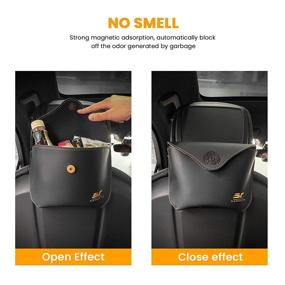 img 2 attached to 🚗 Black Car Leather Trash Can Bin with Lid - Portable Auto Mini Garbage Bag for Backseat, Waterproof Container - Ideal for Most Vehicles, Traveling, and Outdoors - Pack of 1