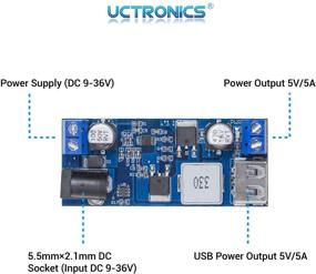 img 3 attached to 🔌 Модуль преобразователя постоянного тока UCTRONICS - понижение до USB 5V трансформатора, 6V 9V 12V 24V до 5V 5A двойной выходной регулятор напряжения на плате [2 штуки]